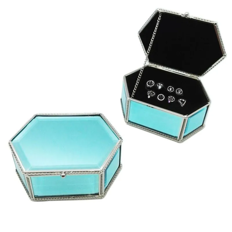 

European Style Crystal Glass Jewelry Storage Box organize High-end jewelry Multilateral jewelry storage box Birthday gifts must