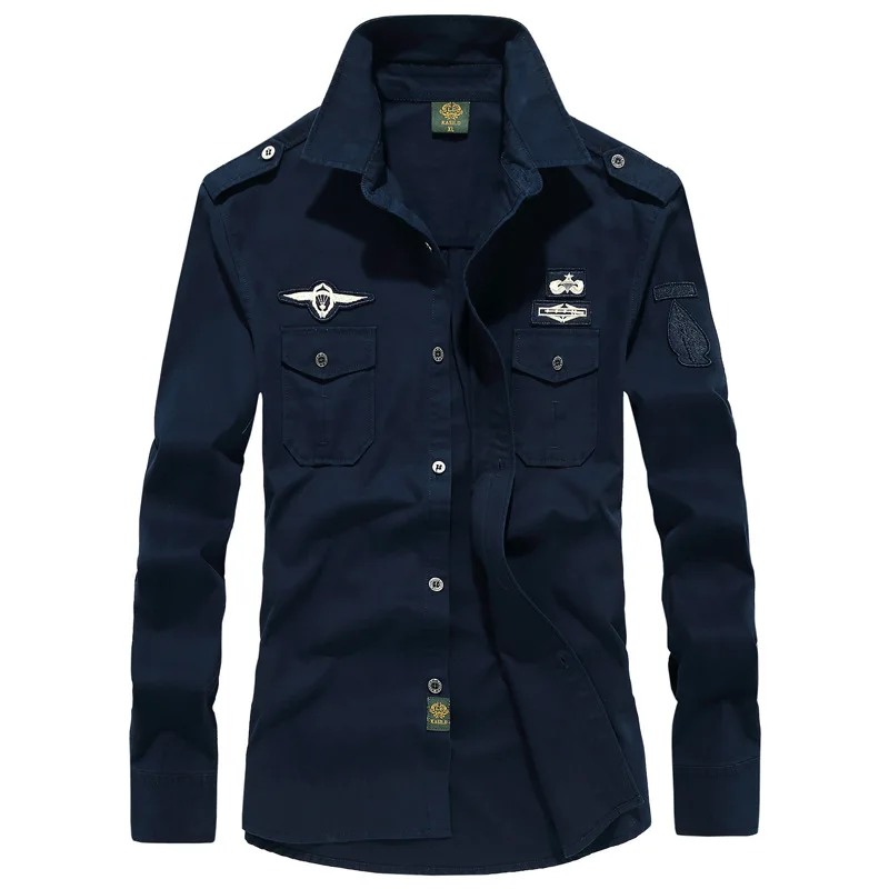 

Military Cargo Men Dress Shirts Long Sleeve Camisa Masculina Air Force Men Button Shirt Camisas Modernas Hombre
