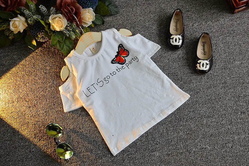 Летние комплекты одежды для девочек BibiCola хлопковая Футболка с бабочкой +