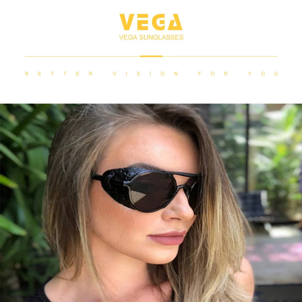 VEGA очки ретро стимпанк Солнцезащитные очки Для женщин/Для мужчин круглый стимпанк Винтаж солнцезащитные очки с боковой защитой стимпанк Солнцезащитные очки 344