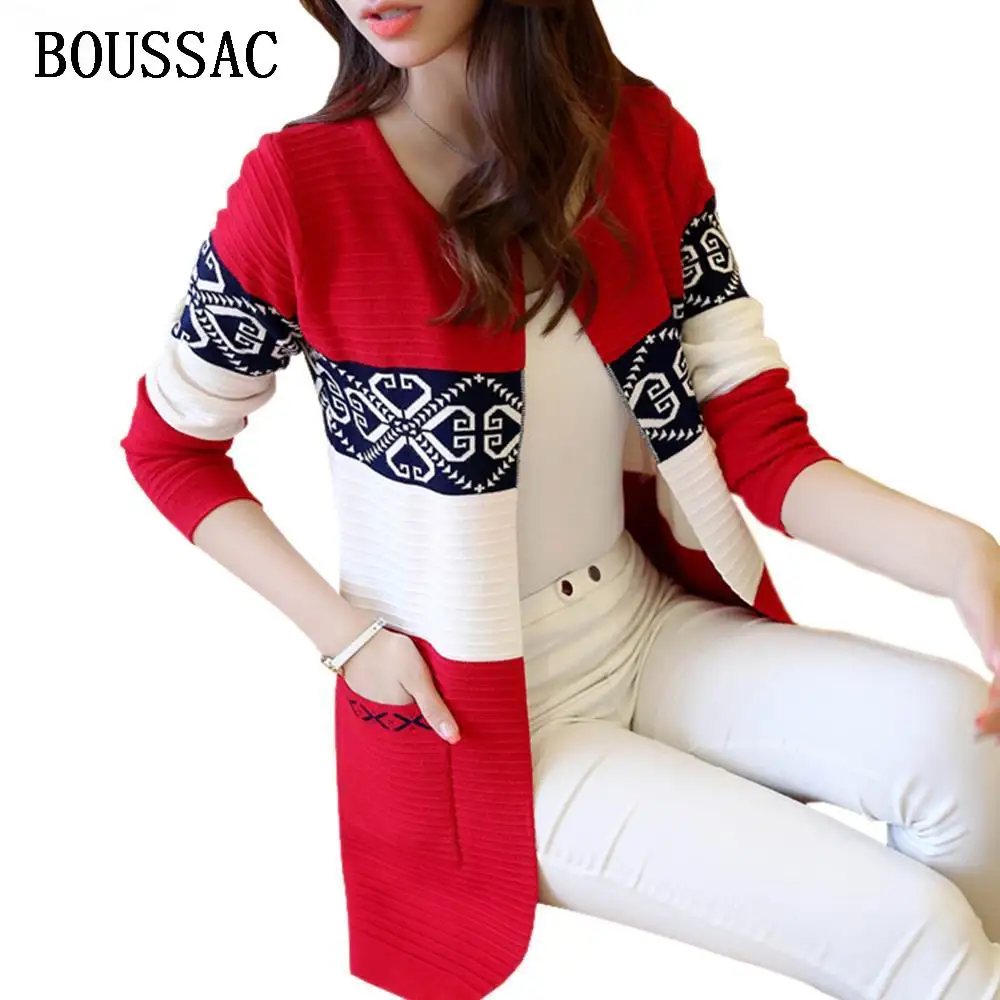 2018 высококачественный осенне-зимний Кардиган вязаный хлопковый лоскутный Ретро