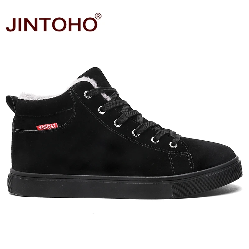 JINTOHO Big Size Black Mens Winter Shoes Fashion Men Winter Boots Ankle Warm Snow Boots For Men Casual Snow Shoes For Men