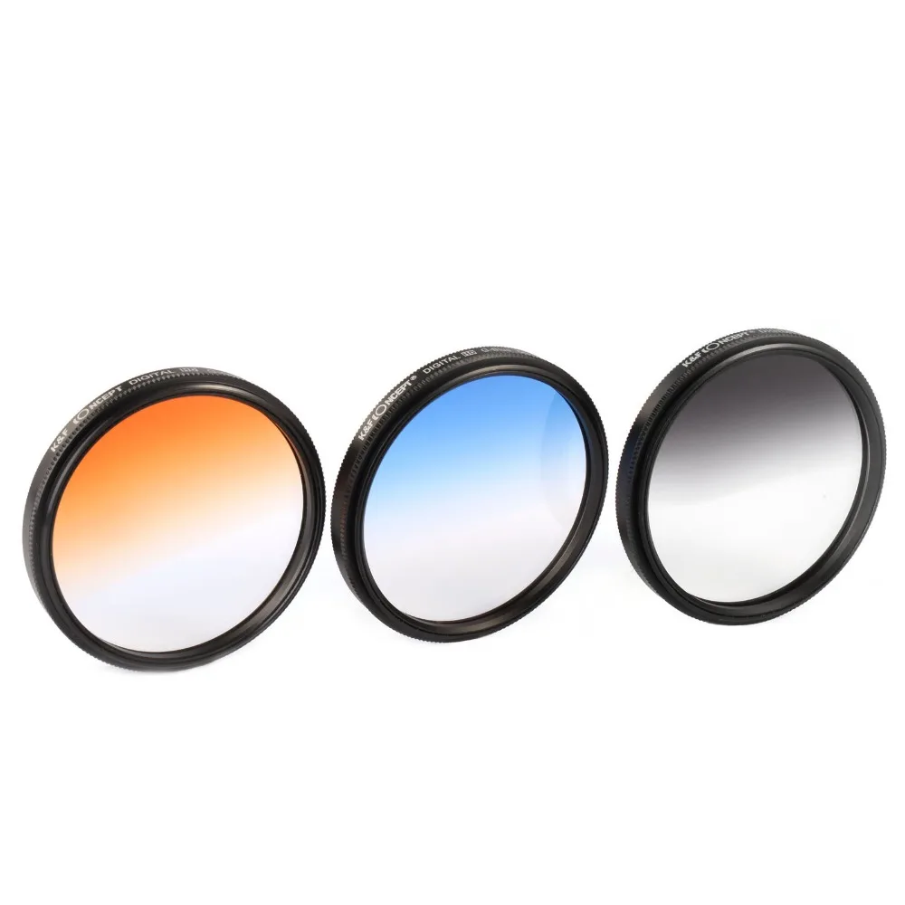 K &amp F концепция 3 PCS 52mm Окончил Цвет (серый голубой оранжевый) фильтр объектива Kit +