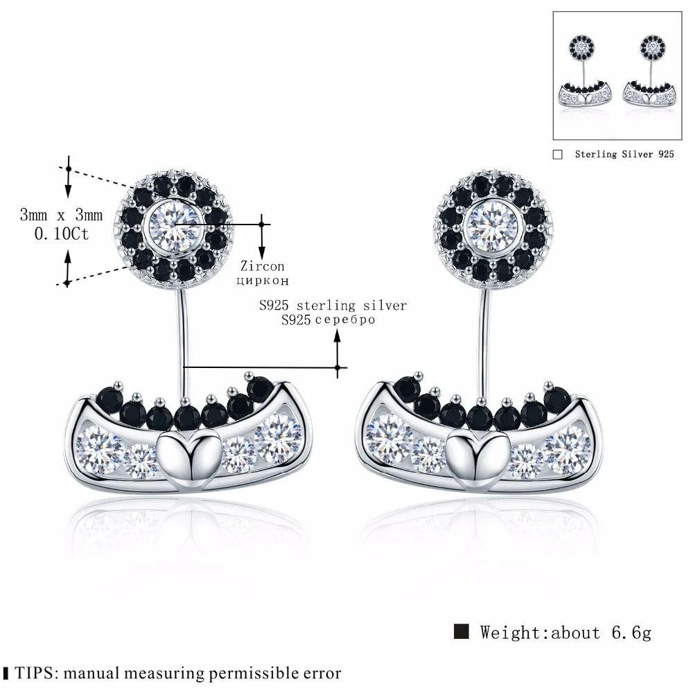 Orecchini Neo Gothic серебро 925 пробы Черный шпинель трендовые серьги для помолвки женщин