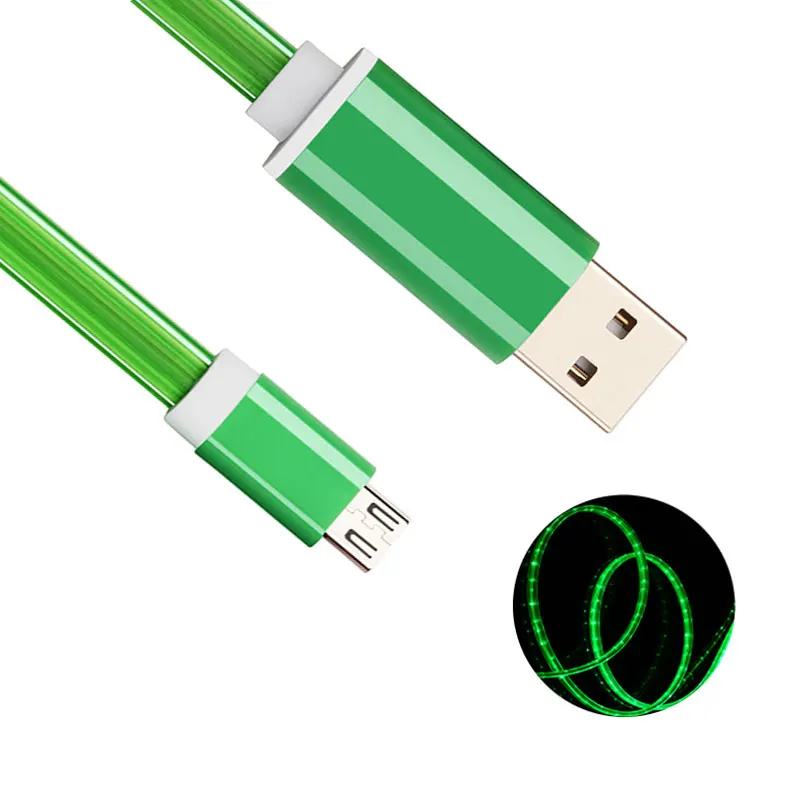 Струящийся светодиодный светящийся мини USB кабель-удлинитель для зарядки данных синхронизировать мобильный телефон Android кабели type C для Xiaomi huawei