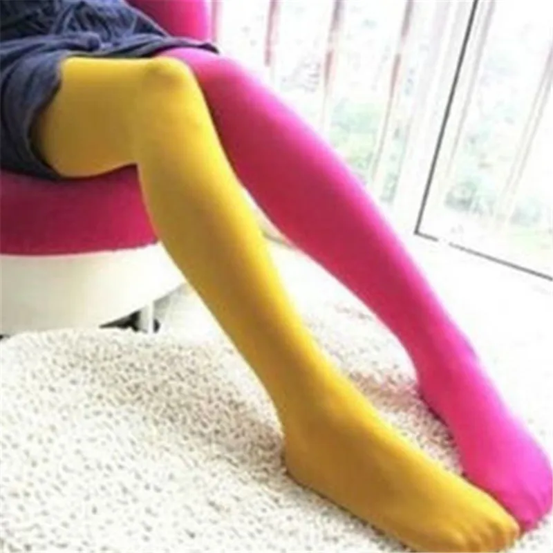 Женские лоскутные колготки эластичные однотонные двухцветные спортивные