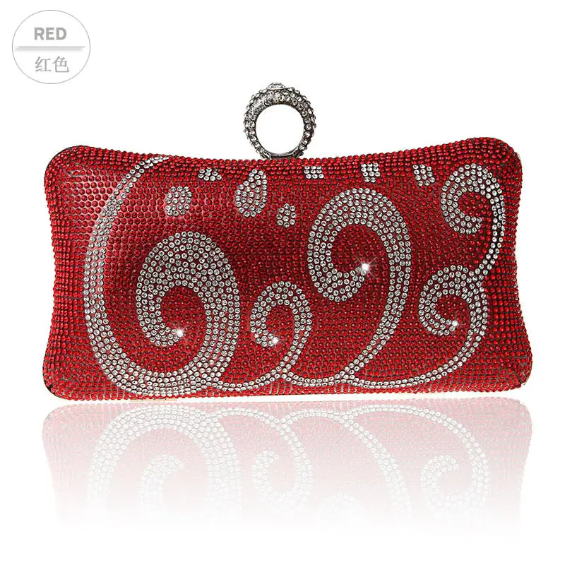 Хит продаж 2016 красная вечерняя сумка Женская Банкетная Сумочка с цирконом клатч