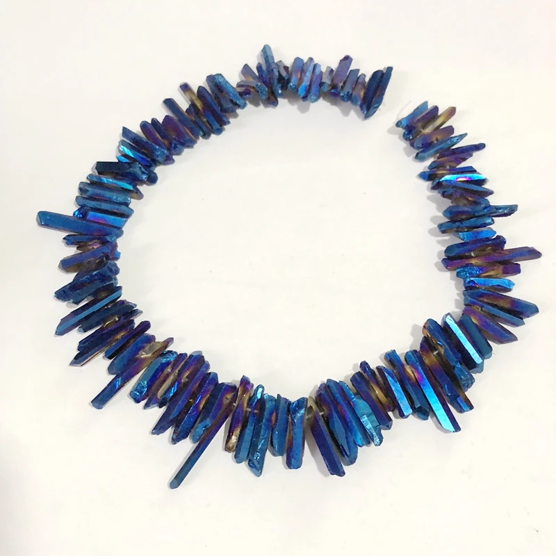 Titanium Coatting Aura Quartz Crystal Point AA Bulk Beads Raw Small Chips Points Top Drilled Spike Stick 16&quot | Украшения и