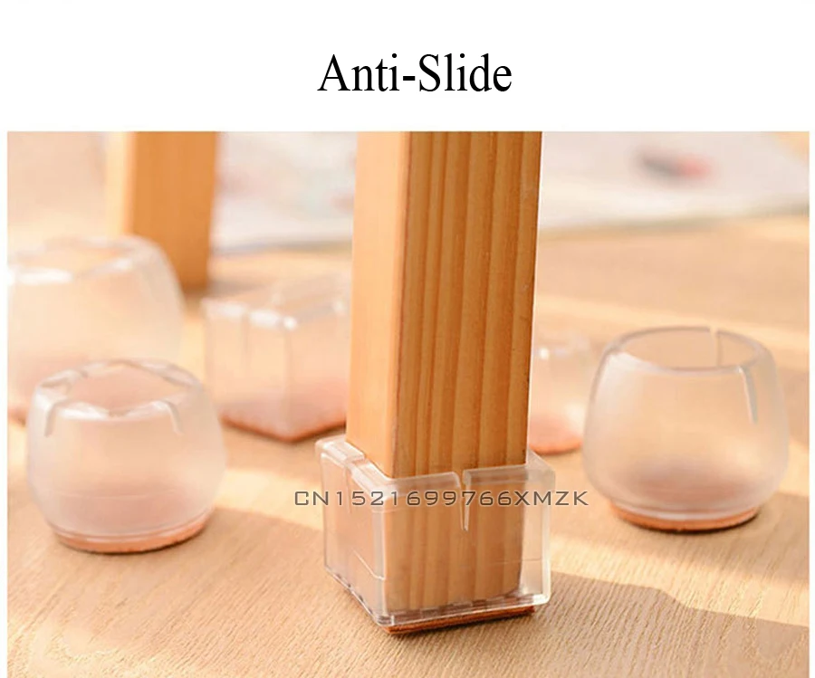 4pcs Transparent Furniture Leg Feet Non Slip Rug Felt Pads Anti Slip Mat Soft Close Fittings For Chair Table Bed Shoe Rack Stool