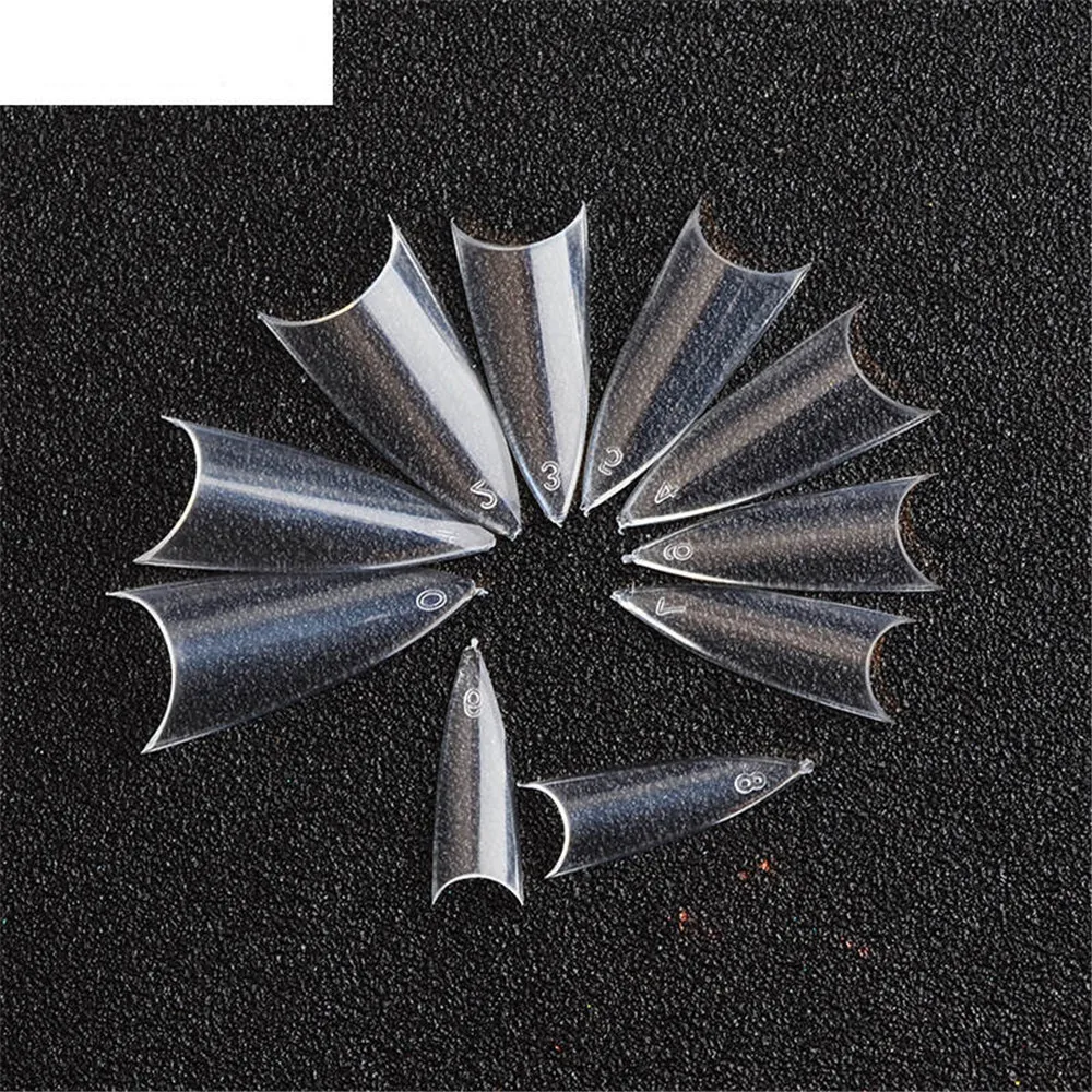 

500 Pcs French Stiletto Acrylic Artificial False Nail Tips 10 Sizes Sharp Pointed French nail tips White/Transparent/ Natural