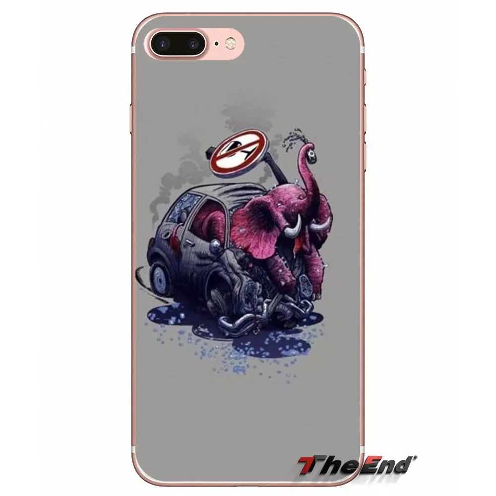 Прозрачный чехол из ТПУ с забавным слоном для Sony Xperia Z Z1 Z2 Z3 Z5 compact M2 M4 M5 E3 T3 XA Aqua LG G4 G5