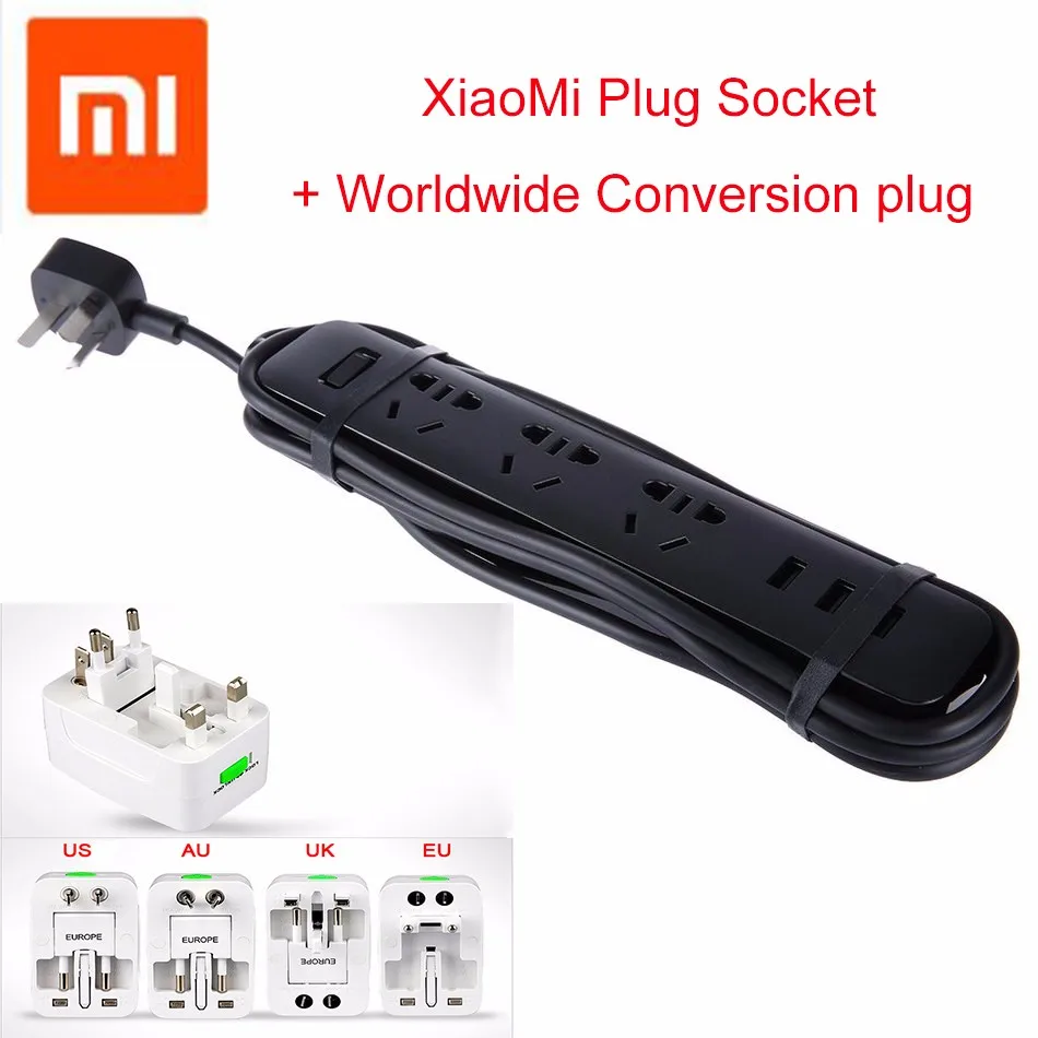 XiaoMi 3 usb-порта для зарядки мини-полосы питания стандартный разъем с 3 розетками электрические вилки адаптеры