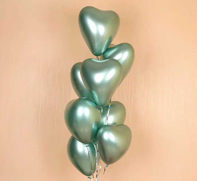 Green 10 шт 12 дюймовые металлические шары золотые, серебряные, красные, винные, фиолетовые круглые шары из латекса для детского дня рождения, свадьбы, вечеринки, украшения для детей - Цвет: Green
