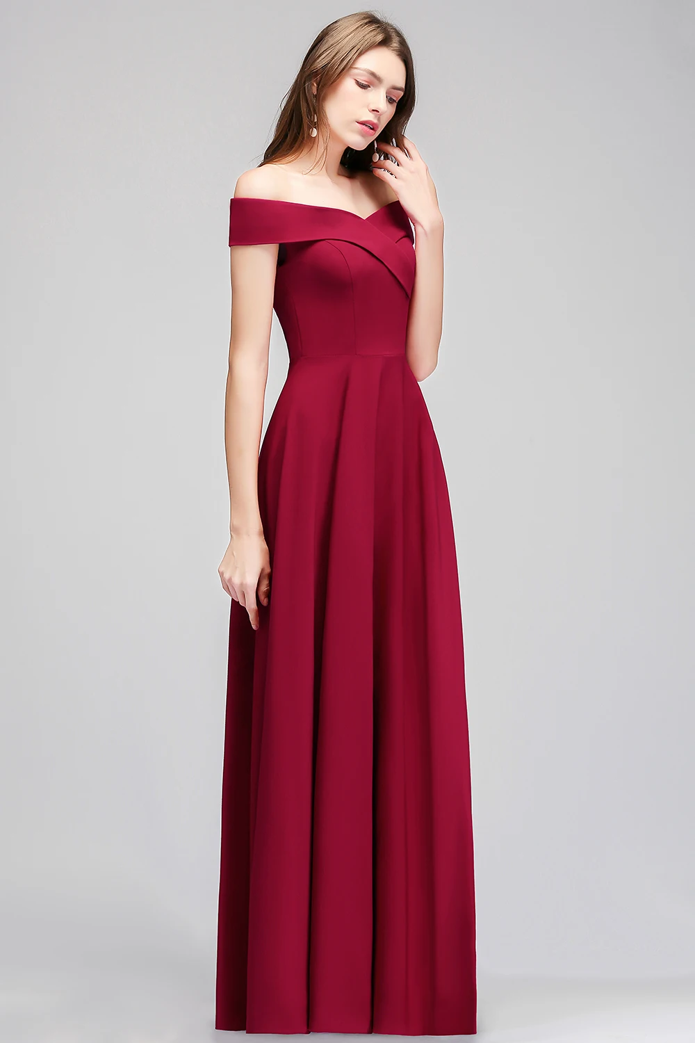 Robe de soiree Sexy Off The Shoulder Burgundy Evening Dresses Long Satin Prom Dress Formal Party Gown | Свадьбы и торжества