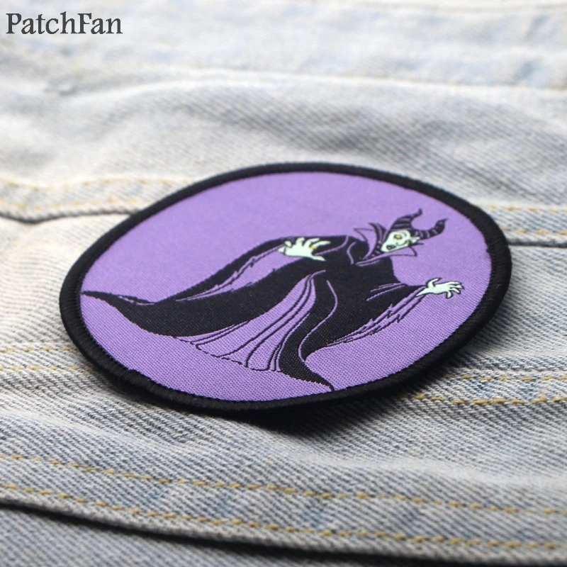 Patchfan Maleficent аппликационные заплатки Сделай Сам Утюг на para обуви джинсы мешок рубашка одежда Джерси наклейки в стиле панк вышитый значок A1853
