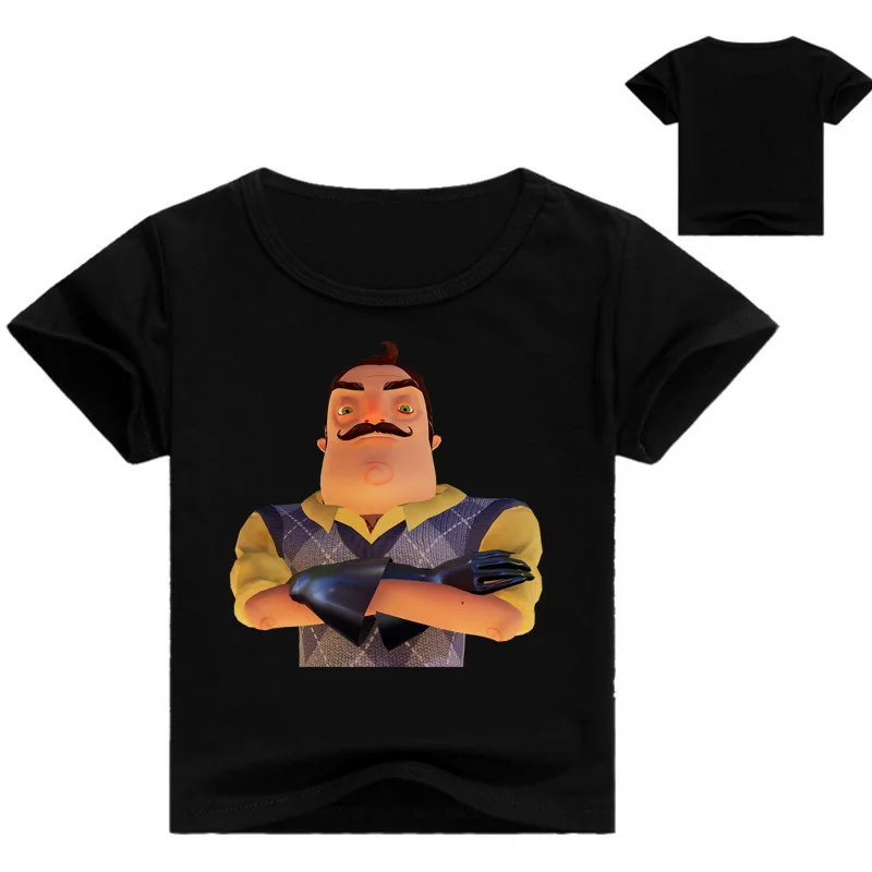 Хлопковые футболки с принтом Hello neigher для детей короткими рукавами больших