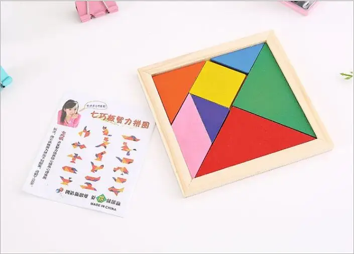 Горячая, деревянные Tangram 7 частей головоломки Красочные квадратные IQ игры головоломки интеллектуальные Обучающие игрушки для детей