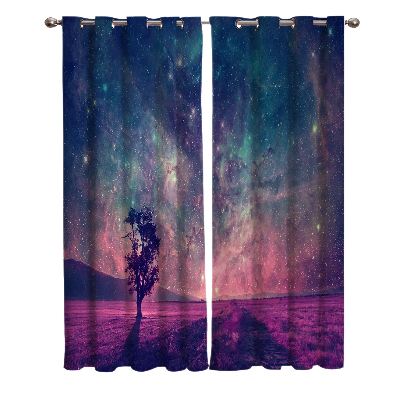 Занавески s фантазийный Пейзаж Небо деревья Луна пространство оконные занавески