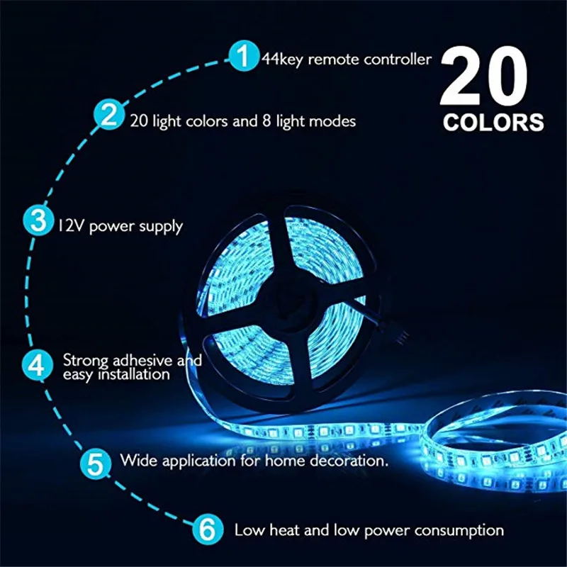Светодиодный фонарь UltraFire SMD RGB светодиодные светильники tira de luz 5050 10 м 5 LED клейкая