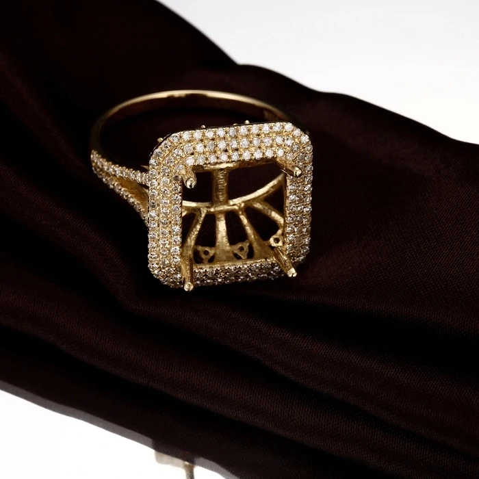 Кольцо для помолвки CaiMao полуустановленное кольцо с изумрудом и бриллиантом 1 16