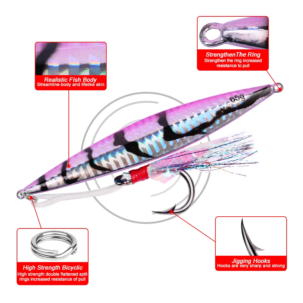 8pc Jig Fish 8 Colro Fishing Lures 65g-2.3oz Tackle 4.5&quot-11.5cm Bait 1PC Simple PVC bag package | Спорт и развлечения