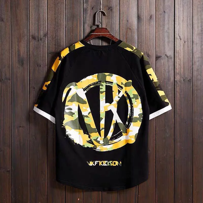 

Korean Harajuku Ulzzang Camouflage Printed Unisex T-shirt Men Summer Hip Hop Streetwear Graffiti Oversize Tshirt Men Us Size