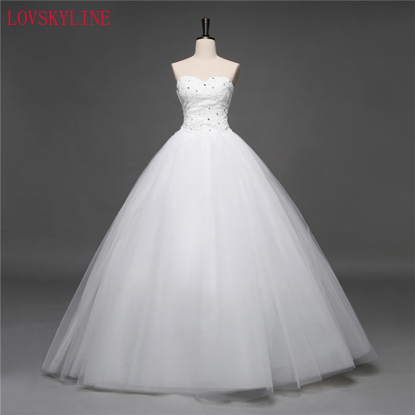 LOVSKYLINE Real Photo Plus Size Vintage Lace Wedding Dresses Princess Vestido de Noivas Ball Gown Free Shipping | Свадьбы и