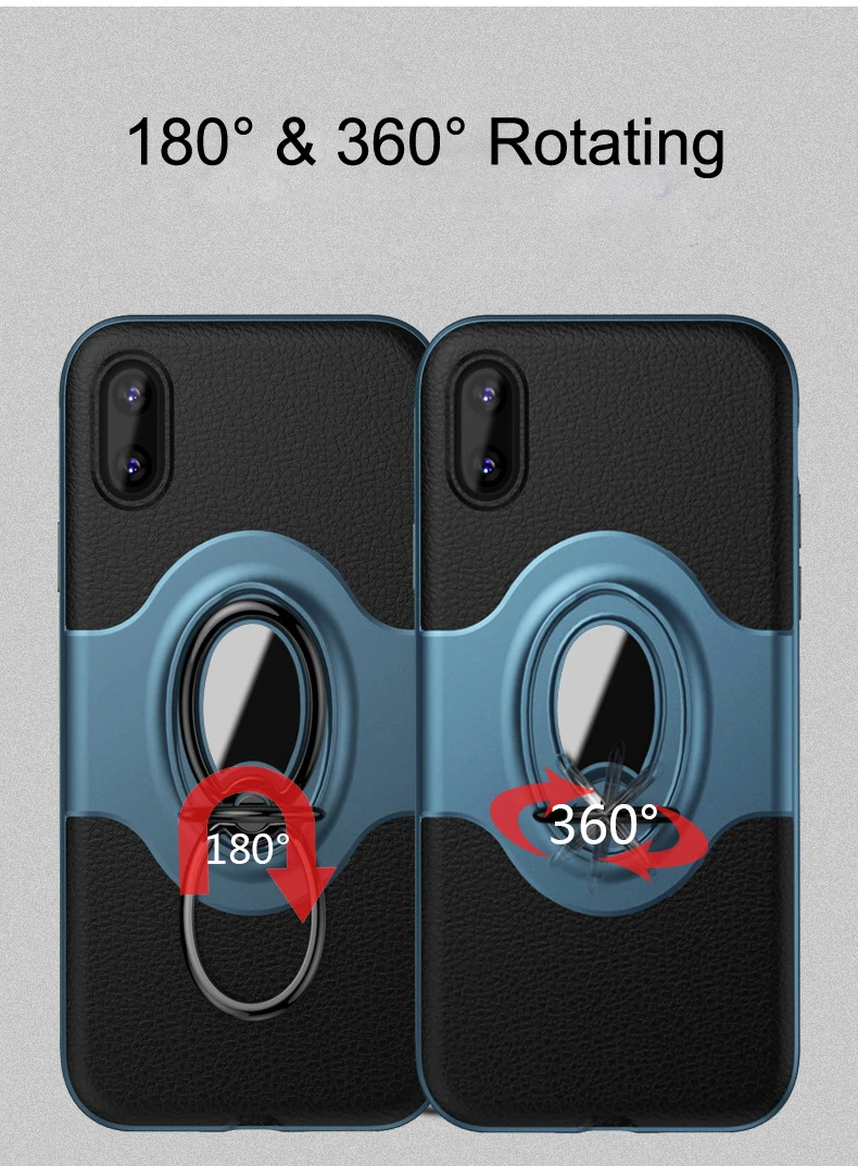 Armor Cases for iPhone 6 6S 7 8 Plus X 10 Case Invisible Finger Ring Bracket Anti-knock PU Leather Cover 6plus 8plus |
