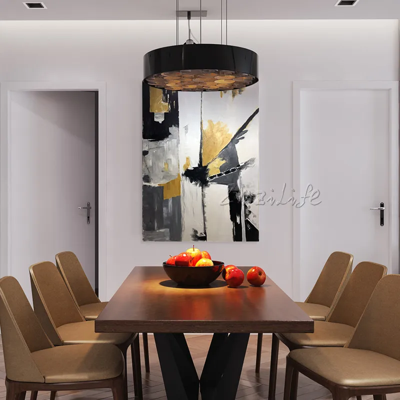 Золотой Черный абстрактный холст картина Caudros Decoracion современные цветные