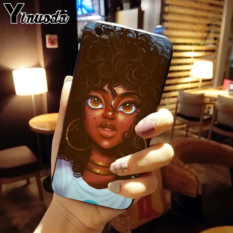 A7 Yinuoda coque для iphone 11 11pro max funda африканская красота афро затяжки черная девочка меланин поппин узор мягкий чехол для iphone X XS MAX 8 7plus 5s 6s XR чехол - Цвет: A7