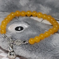 high grade 6mm pretty natural yellow jades stone chalcedony round beads diy strand bracelet diy jewelry 7 5inch b1953