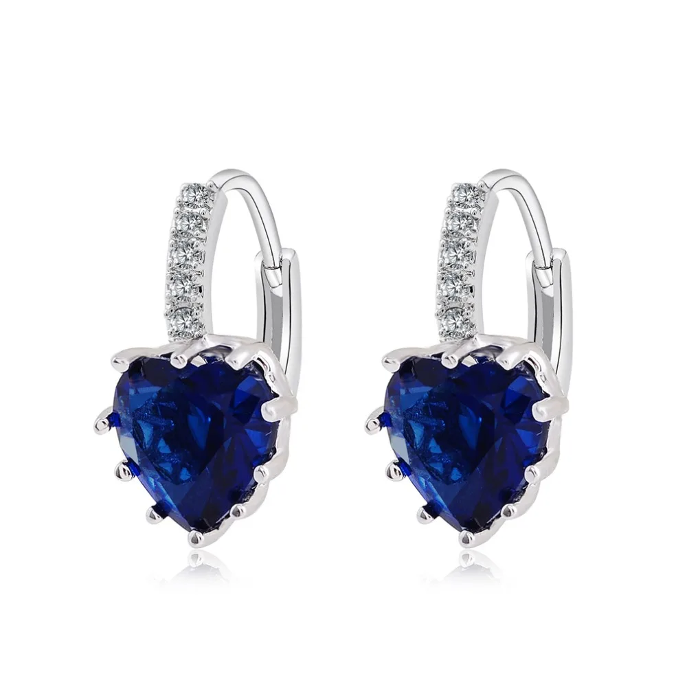 

Luxury 925 Sterling Silver Heart Crystal Earrings For Women Fashion Wedding Silver Hoop Earring For Brides Brincos Gift