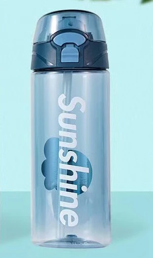 Sunshine-T-blue Sunshine бутылка для воды BPA бесплатно ЕС Сертификация спортивный для напитков Портативный силикагель соломы Тритан материал взрослые дети спортивные бутылки - Цвет: Sunshine-T-blue