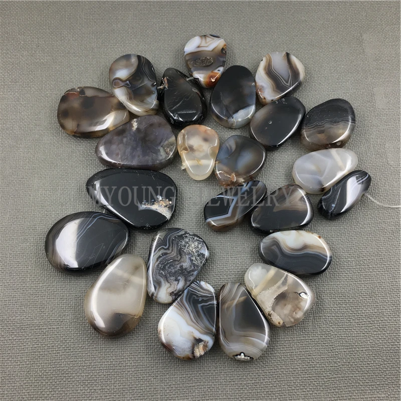

MY1105 овальные смешанные размеры, черные и коричневые в полоску Агаты, ломтики россыпью, режущие пластины, режущие Ониксовые шарики для изгот...