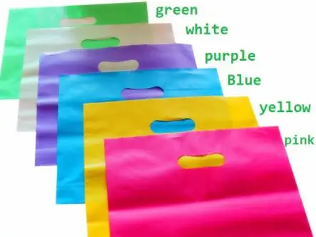 Colorful Blue Pink Plastic gift bag with handle Handle plastic shopping wedding party | Дом и сад