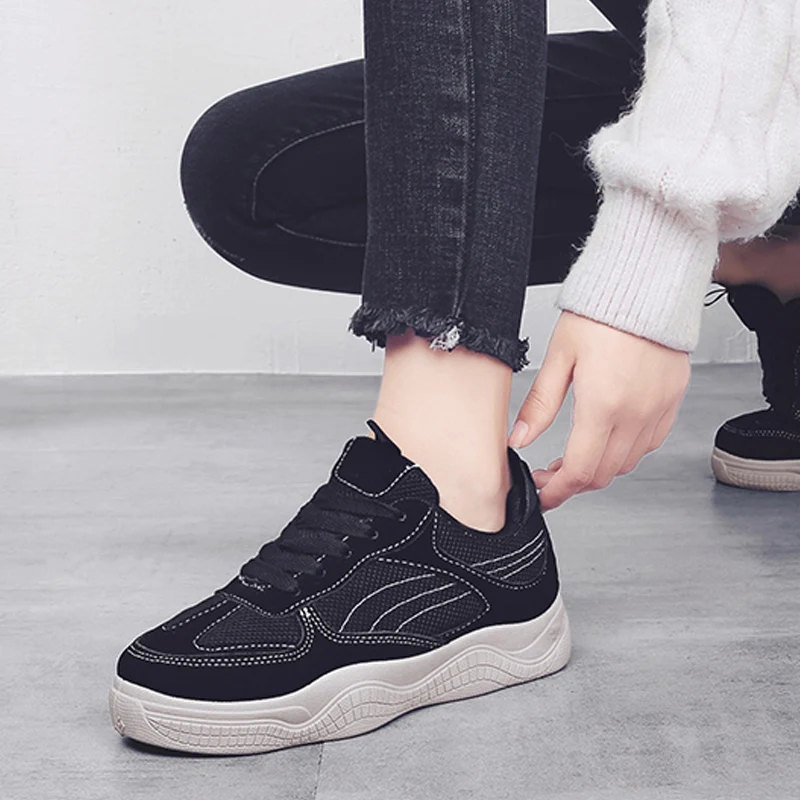 Женские кроссовки для скейтбординга TKN 2019 черные кожаные противоскользящие