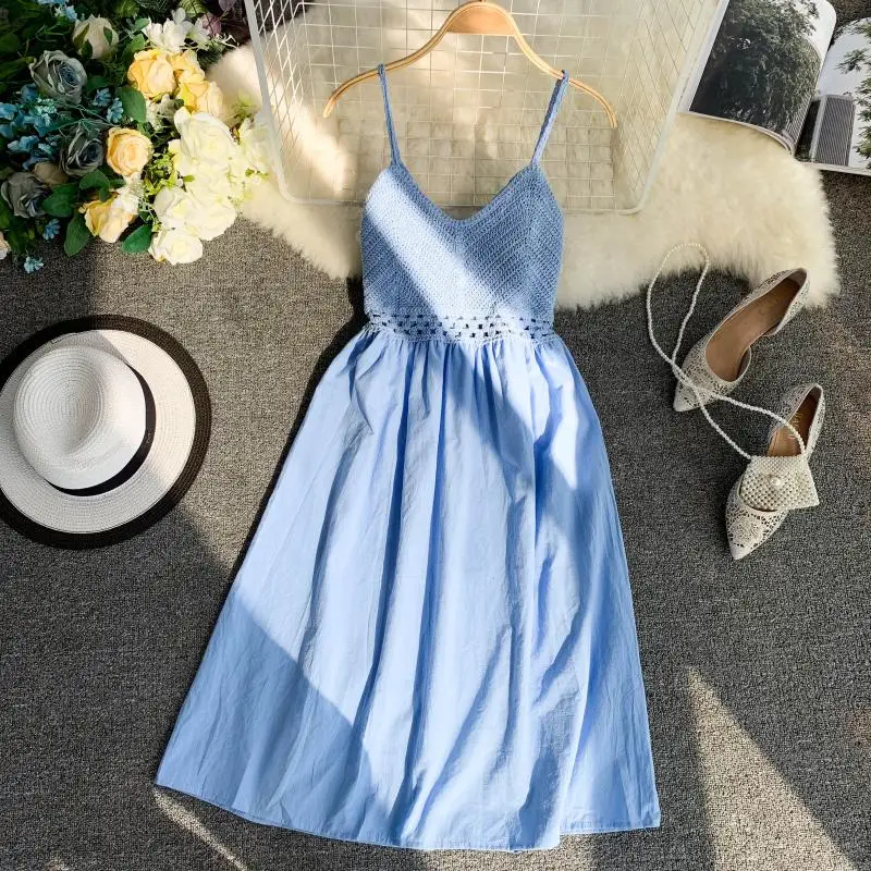 Женское пляжное платье летнее винтажное с вырезами повседневное в стиле пэчворк