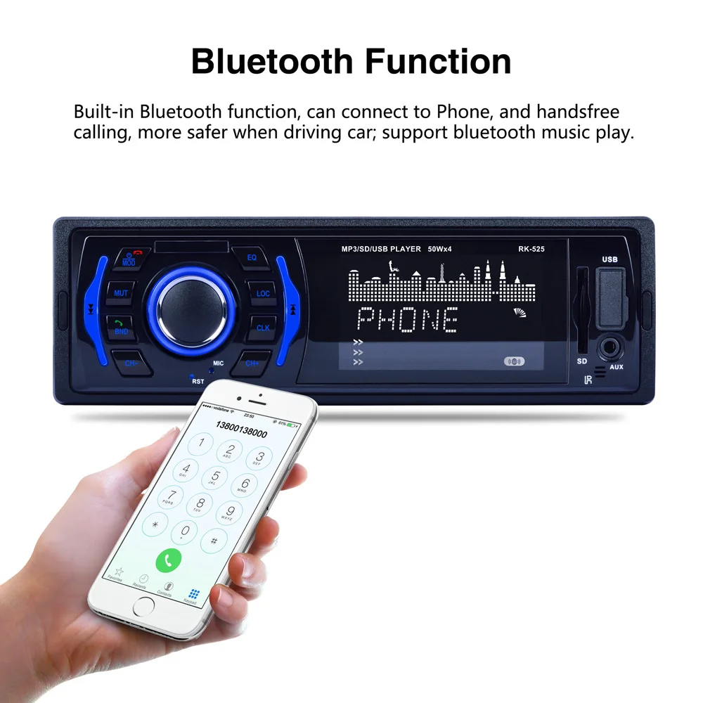 1 Din Автомобильный MP3 плеер с Bluetooth аудио приемником FM радио Поддержка
