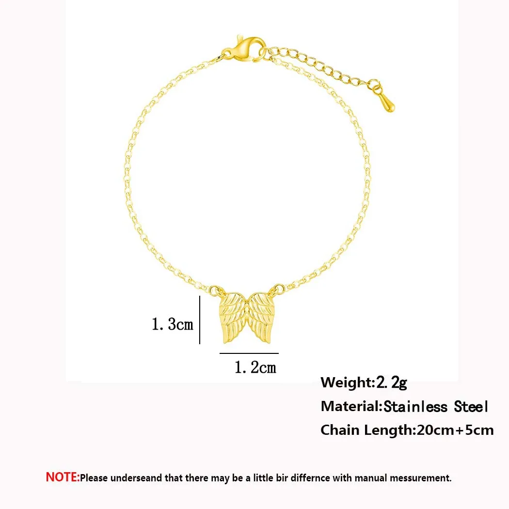 Браслет Kinitial из нержавеющей стали в виде крыльев элегантный простой женский