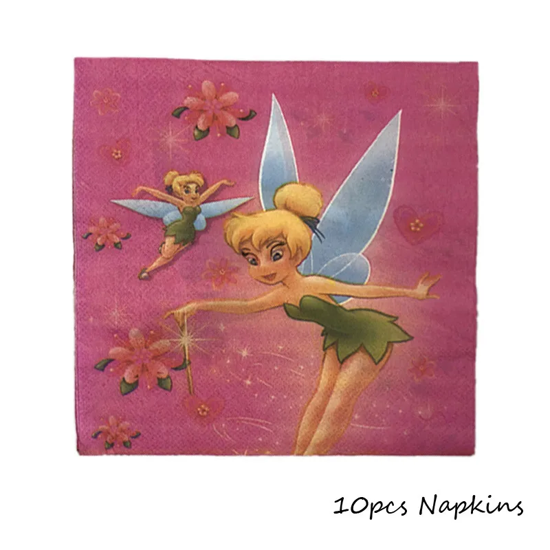 Одноразовые бумажные принадлежности Omilut Tinkerbell для дня рождения, вечеринки, милой летающей феи, вечеринок на день рождения, мультфильмов, Tinkerbell, эльф, детский душ - Цвет: Лиловый