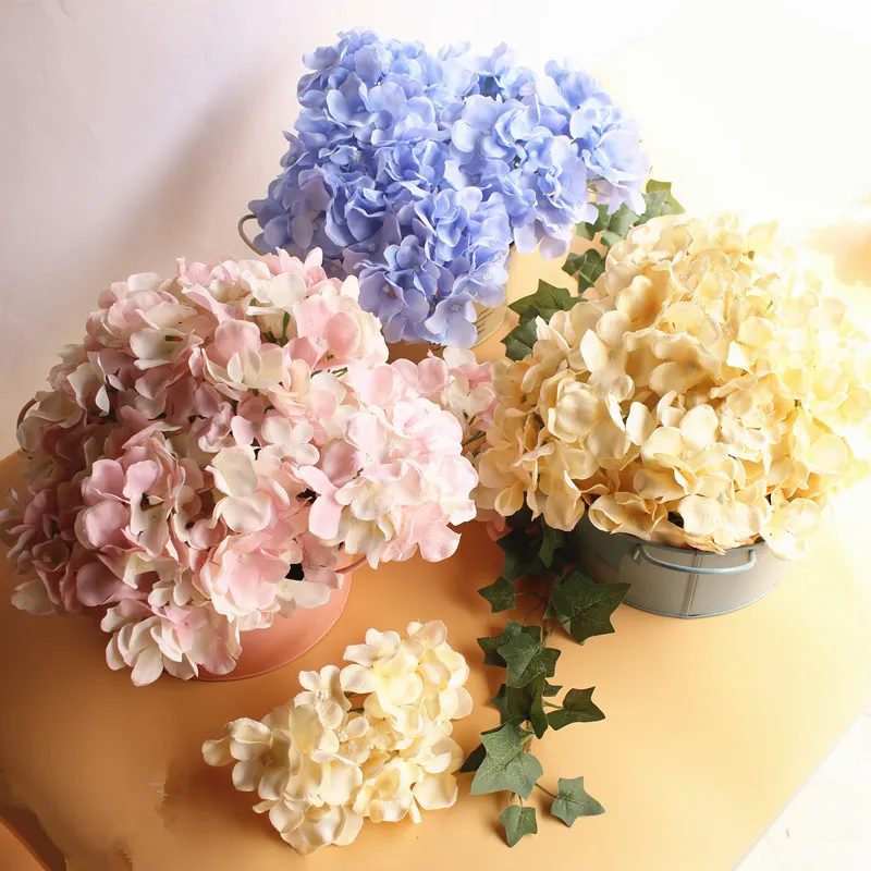 Мода 15 см большая Гортензия голова искусственные цветы букет поддельная
