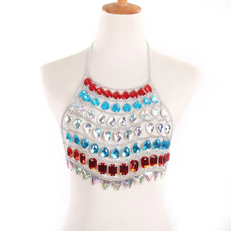 sliver body chain Boho цепочки для тела со стразами пляжная цепь бикини бюстгальтер модный шарм жгут аксессуары для тела ювелирные изделия для женщин и девушек - Окраска металла: sliver body chain