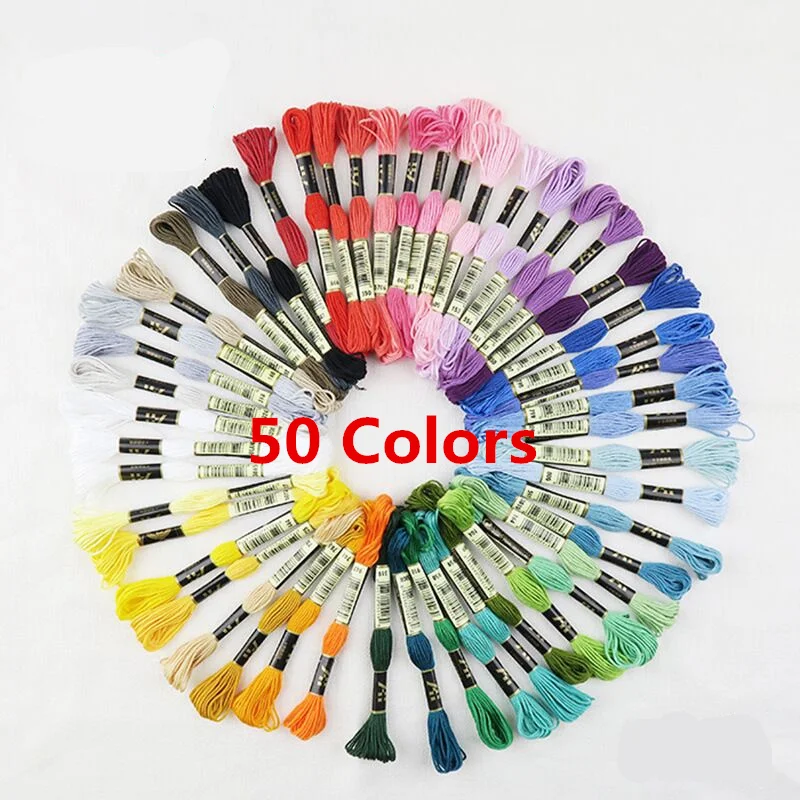 50 шт. разноцветная вышивка нить DIY хлопчатобумажная Аналогичная DMC Skein Вышивка