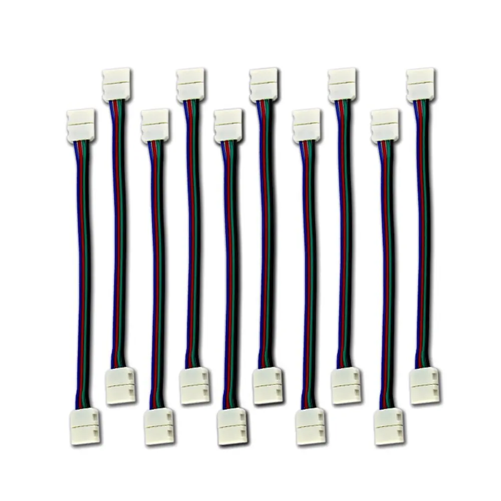 

100pcs/lot 2Pin 4pin 8mm 10mm double Connector Cable Wire 15cm For SMD 5050 3528 2835 5630 Single color RGB LED strip Light Tape