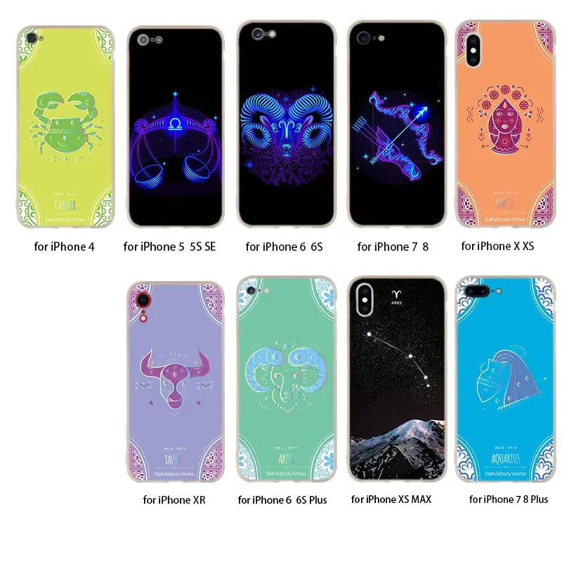 Мягкий чехол из ТПУ для iPhone 13 12 Mini 11 Pro XS Max XR X 8 7 6 Plus SE 2020 S со знаками Зодиака дизайн