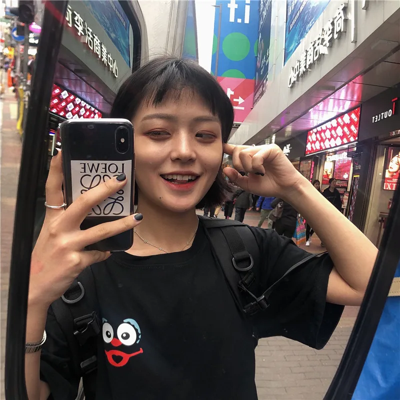 Харадзюку, Повседневная футболка, женская одежда, лето, корейский Ulzzang Kawaii, с принтом, короткий рукав, футболки для женщин и девочек, футболки, топы