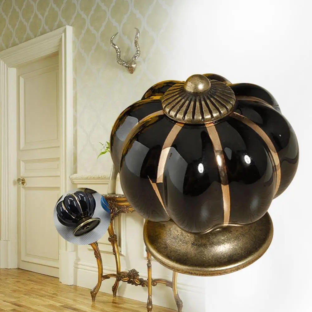 Черная винтажная ручка для двери в виде тыкв керамические ручки шкаф ящик комод