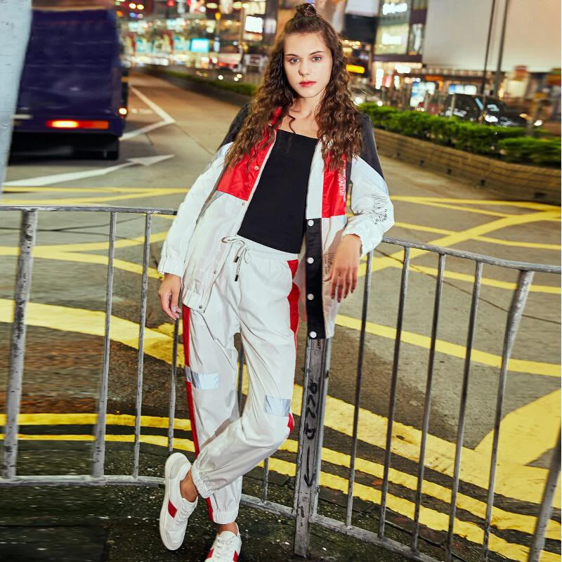 2019 весенние модные женские комплекты из двух предметов куртки с геометрическим