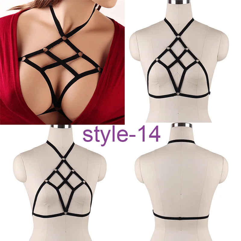 Черный ремень Регулируемый крест накрест Эластичный кроп топ клетка Bralette