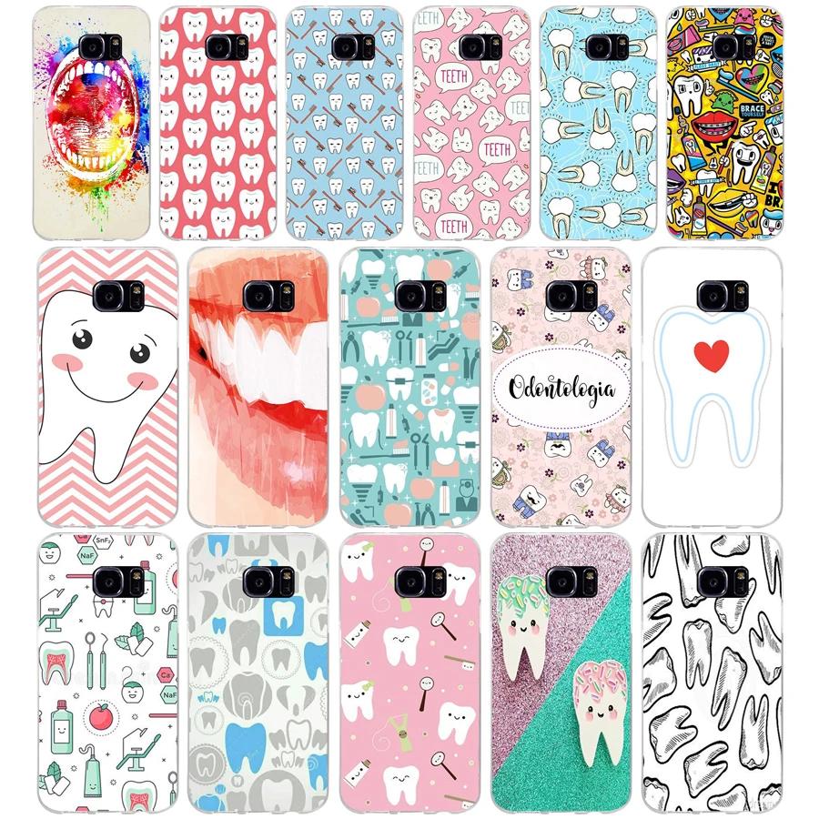 Мягкий силиконовый чехол 140AQ Kawaii Tooth Love из ТПУ для samsung Galaxy s6 s7 edge s8 s9 plus|Бамперы| |